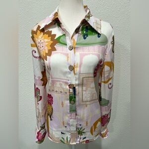 RACHEL ZOE Wanderlust Palace Button Down EUC